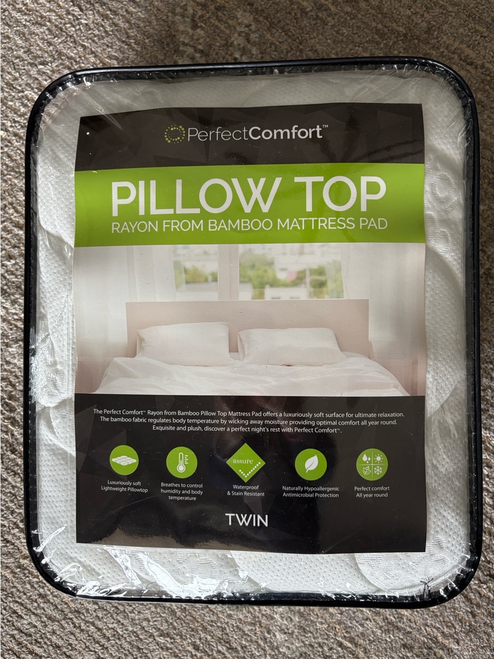 Perfect Comfort Pillow Top Rayon from Bamboo Mattress Pad Twin Mattress Pad NWT